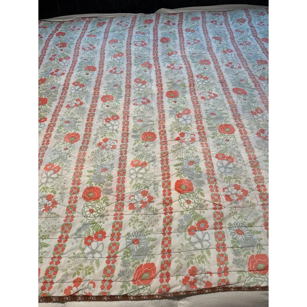Antique Handmade Reversible Triangle Patchwork Quilt Cotton Geometric 74x72